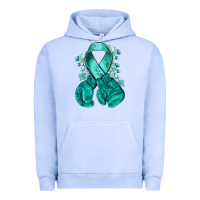 Pigment Grape Ice Ovarian Cancer teal ribbon with boxing gloves Urban Hoodie - NancyCooperArtShop