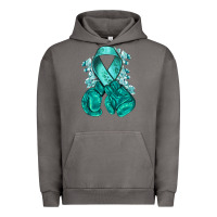 Pigment Tornado Ovarian Cancer teal ribbon with boxing gloves Urban Hoodie - NancyCooperArtShop