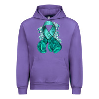 Tulip Ovarian Cancer teal ribbon with boxing gloves Urban Hoodie - NancyCooperArtShop