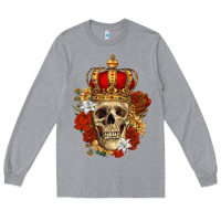 Heather Grey Skull King Long Sleeve Tee - RanaPortraitStore