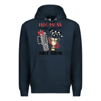 Navy hot mess always stressed race mama Premium Hoodie - MaliasSmallBusiness