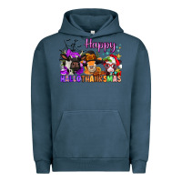 Pigment Midnight Navy happy hallothanksmas cows  nancy Urban Hoodie - NancyCooperArtShop