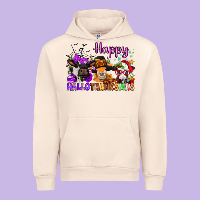 Happy Hallothanksmas Cows  Nancy Urban Hoodie Designed By Nancycooperartshop