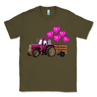 Army Green valentine's day pink tractor with pin heart balloons Classic Tee - RanaPortraitStore