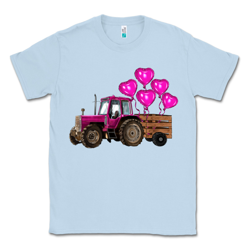 Valentine's Day Pink Tractor With Pin Heart Balloons Classic Tee by RanaPortraitStore | Teevron