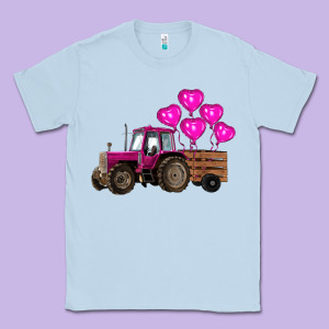 Valentine's Day Pink Tractor With Pin Heart Balloons Classic Tee Designed By Ranaportraitstore