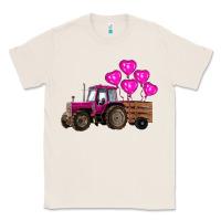 Natural valentine's day pink tractor with pin heart balloons Classic Tee - RanaPortraitStore