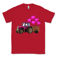 Red valentine's day pink tractor with pin heart balloons Classic Tee - RanaPortraitStore