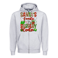 Heather Grey Santa's Favorite Surgery Center png sublimation de Zipper Hoodie - texasbilliewilder