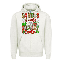 Oatmeal Heather Santa's Favorite Surgery Center png sublimation de Zipper Hoodie - texasbilliewilder