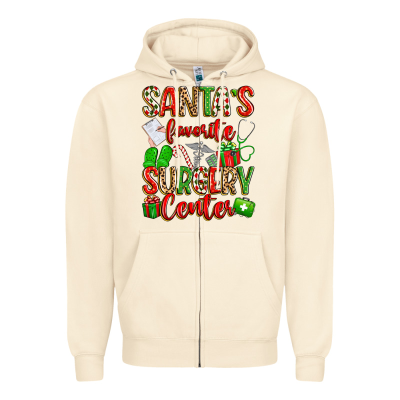 Santa's Favorite Surgery Center Png Sublimation De Zipper Hoodie by texasbilliewilder | Teevron