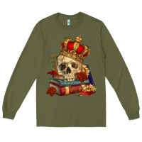 Army Green Skull With Crown Long Sleeve Tee - RanaPortraitStore