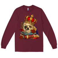 Burgundy Skull With Crown Long Sleeve Tee - RanaPortraitStore