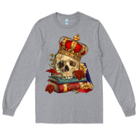 Heather Grey Skull With Crown Long Sleeve Tee - RanaPortraitStore