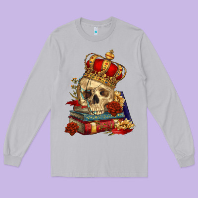 Long Sleeve Tee Skull With Crown