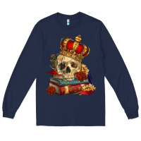 Navy Skull With Crown Long Sleeve Tee - RanaPortraitStore