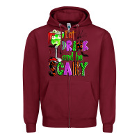 Burgundy eat drink and be scary Zipper Hoodie - Zillion Design Studio