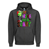 Charcoal Heather eat drink and be scary Zipper Hoodie - Zillion Design Studio