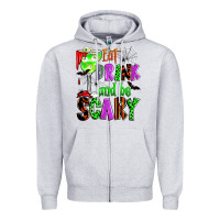 Heather Grey eat drink and be scary Zipper Hoodie - Zillion Design Studio