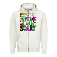 Oatmeal Heather eat drink and be scary Zipper Hoodie - Zillion Design Studio