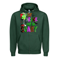 Sports Green eat drink and be scary Zipper Hoodie - Zillion Design Studio