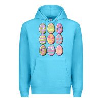 Ocean Blue vintage easter eggs Premium Hoodie - MaliasSmallBusiness