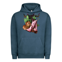 Pigment Midnight Navy cowgirl boots hat horns cactus Urban Hoodie - NancyCooperArtShop