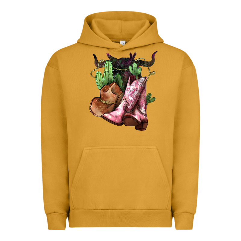 Cowgirl Boots Hat Horns Cactus Urban Hoodie by NancyCooperArtShop | Teevron