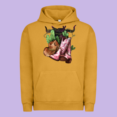 Cowgirl Boots Hat Horns Cactus Urban Hoodie Designed By Nancycooperartshop