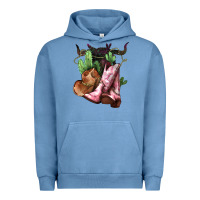 Pigment Pebble Blue cowgirl boots hat horns cactus Urban Hoodie - NancyCooperArtShop