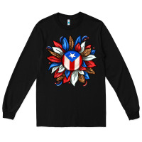 Black puerto rico sunflower Long Sleeve Tee - texasbilliewilder