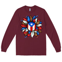 Burgundy puerto rico sunflower Long Sleeve Tee - texasbilliewilder