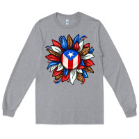 Heather Grey puerto rico sunflower Long Sleeve Tee - texasbilliewilder