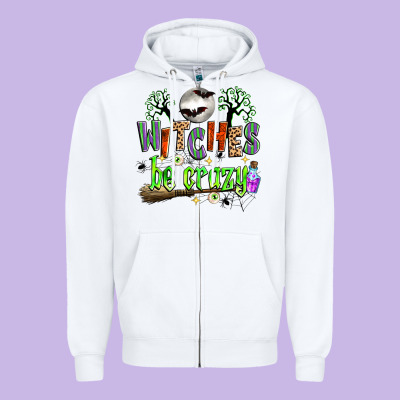 Witches Be Crazy Zipper Hoodie Designed By Zillion Design Studio