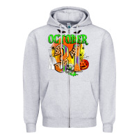 Heather Grey october 31 Zipper Hoodie - Zillion Design Studio