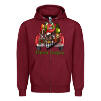 Burgundy merry christmas truck Zipper Hoodie - RanaPortraitStore