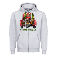 Heather Grey merry christmas truck Zipper Hoodie - RanaPortraitStore
