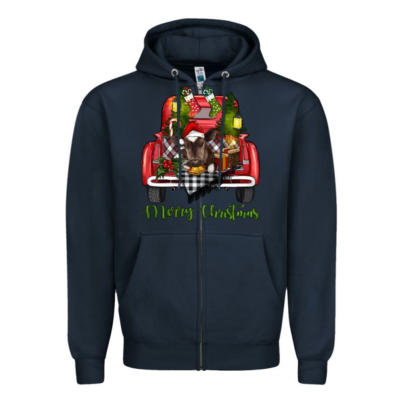 Merry Christmas Truck Zipper Hoodie by RanaPortraitStore | Teevron