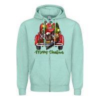 Seafoam merry christmas truck Zipper Hoodie - RanaPortraitStore