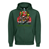 Sports Green merry christmas truck Zipper Hoodie - RanaPortraitStore