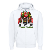 White merry christmas truck Zipper Hoodie - RanaPortraitStore
