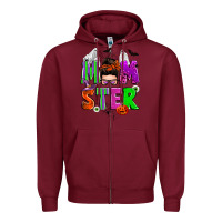 Burgundy halloween momster messy bun Zipper Hoodie - Zillion Design Studio