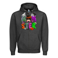 Charcoal Heather halloween momster messy bun Zipper Hoodie - Zillion Design Studio