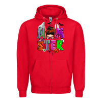 Red halloween momster messy bun Zipper Hoodie - Zillion Design Studio