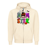 Sandshell halloween momster messy bun Zipper Hoodie - Zillion Design Studio