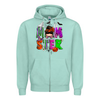 Seafoam halloween momster messy bun Zipper Hoodie - Zillion Design Studio