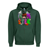 Sports Green halloween momster messy bun Zipper Hoodie - Zillion Design Studio