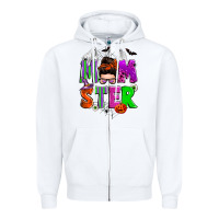 White halloween momster messy bun Zipper Hoodie - Zillion Design Studio