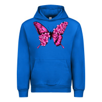 Cobalt Floral pink butterfly Urban Hoodie - NancyCooperArtShop
