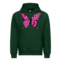 Foreset Green Floral pink butterfly Urban Hoodie - NancyCooperArtShop